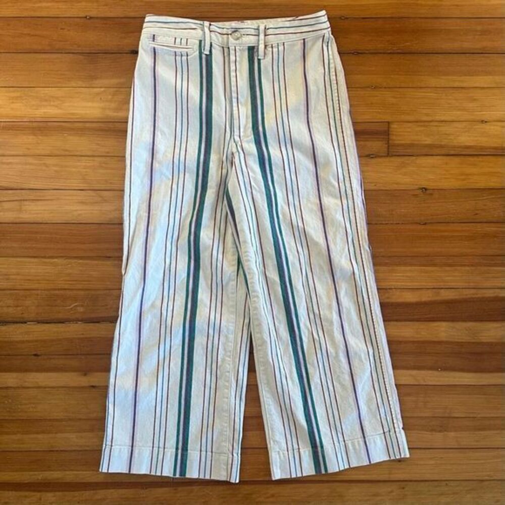 Madewell RARE Emmett Wide Leg Crop Pants in Multicolor Stripe Size 27